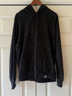 Carhartt WIP Hooded Verse Sweat Black Floral Print Hoodie Sz S